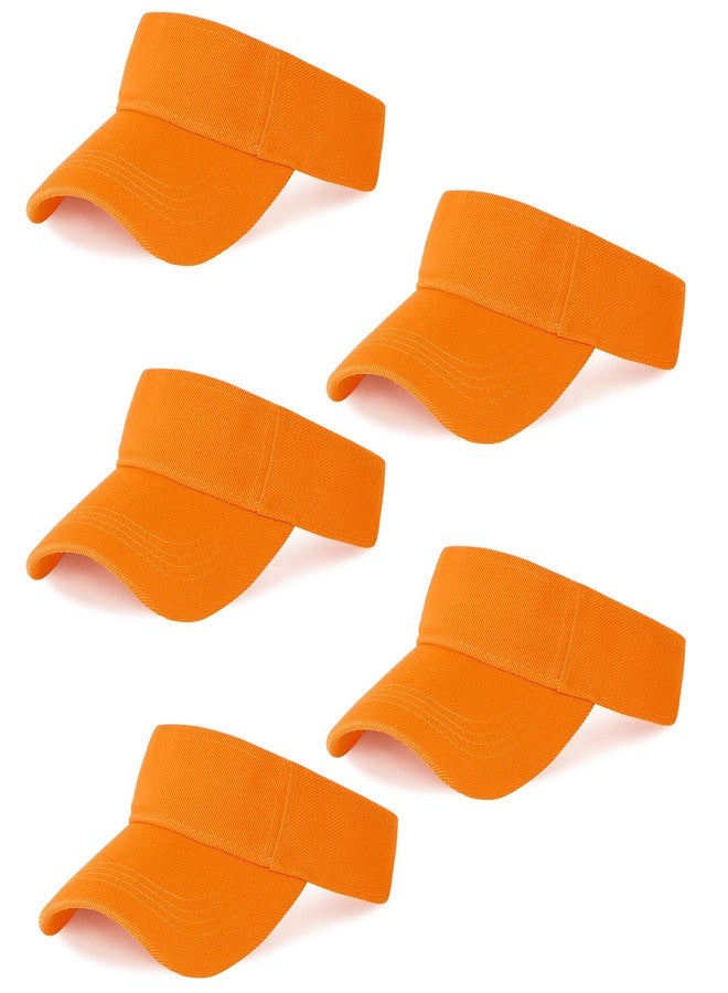 Marrywindix 5 Pieces of Orange Sport Wear Athletic Visor Sun Sports Visor Hat Visor Adjustable Cap for Women and Men (One Size) - Image 1